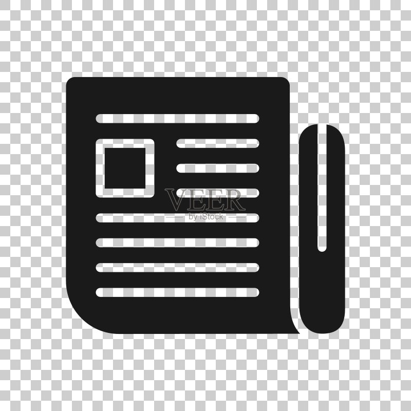 透明风格的杂志页面图标。新闻矢量插图(隔离背景)。宣传册商业概念。图标素材