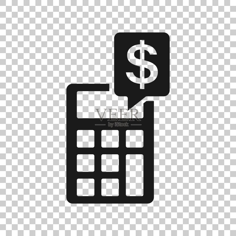 透明风格的资金计算图标。独立背景上的预算银行矢量图。金融支付业务概念。图标素材