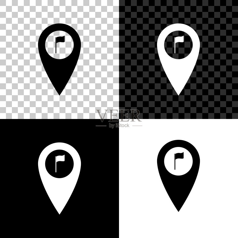 高尔夫球旗地图指针矢量素材图标素材