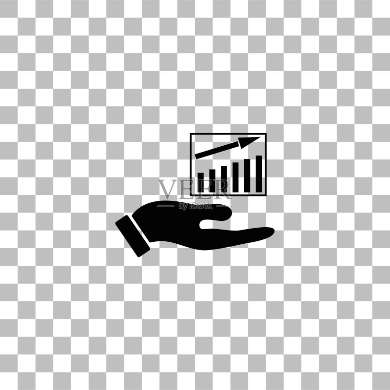 手持增长图表图标(扁平风格)图标素材