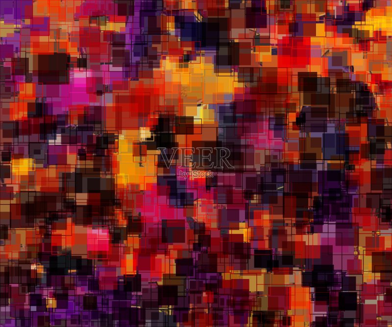 等距最小抽象立方体和正方形彩色背景纹理图案正版插画素材