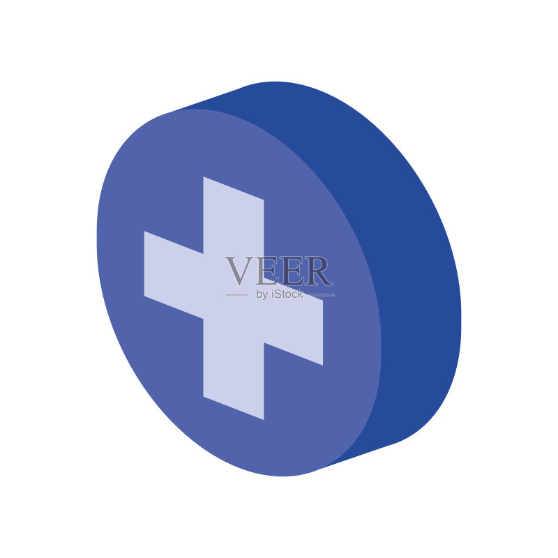 带十字的2.5D圆形隔离图标图标素材