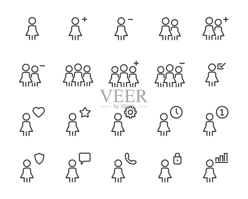 人物图标:人口、人类、女性、联系方式、群组、添加好友、团队图标素材