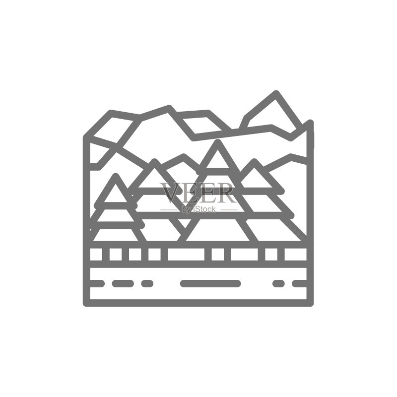 森林和山脉,加拿大的景观线条图标图标素材
