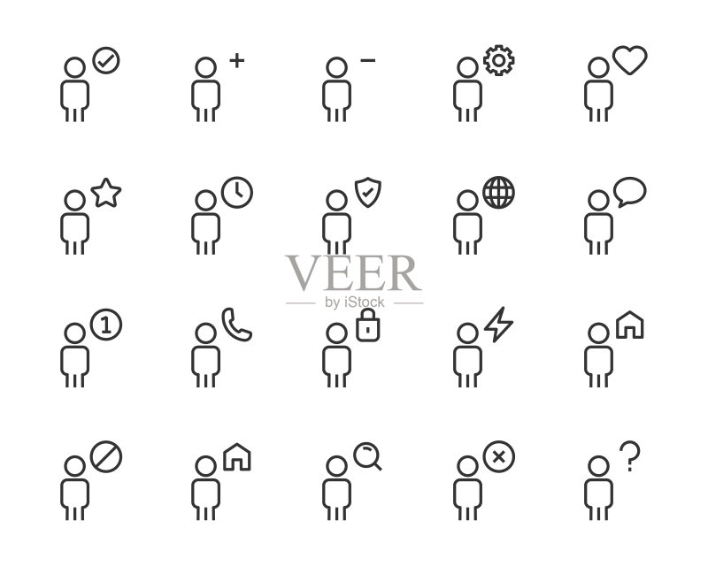 人物图标集,如人口、人类、男人、联系人、群组、添加朋友、团队图标素材