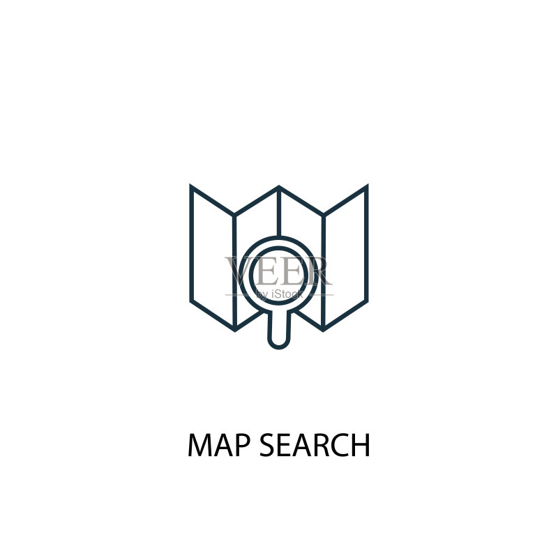 地图搜索概念线图标。可用于Web和移动UI/UX的简单元素插图。图标素材