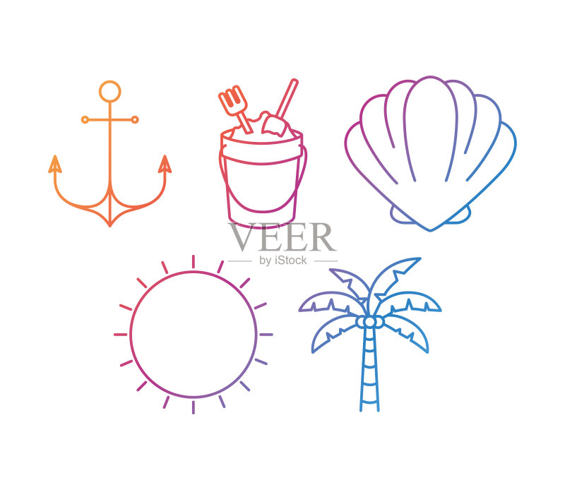 夏季和度假图标集设计矢量图图标素材