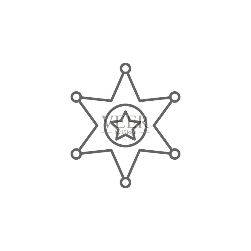正义警长轮廓图标。法律插图线性图标的元素。符号和矢量可用于Web、徽标、移动应用、UI、UX图标素材