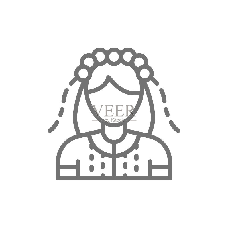穿着乌克兰传统民族服饰的女人,新娘线条图标图标素材