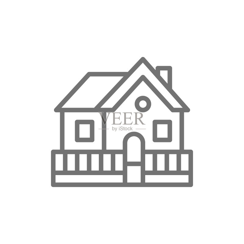 度假屋,乡村住宅线性图标图标素材