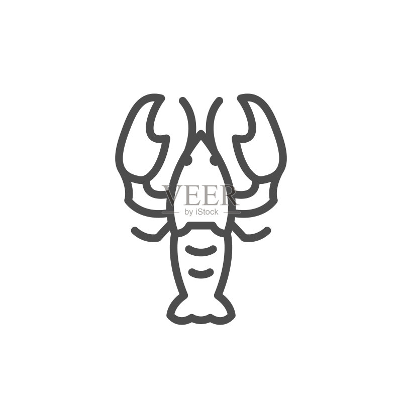 现代龙虾轮廓线条图标图标素材