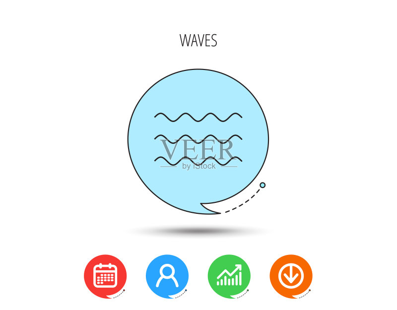 海浪图标。海浪流动标志。图标素材