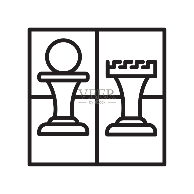 在白色背景上隔离的国际象棋图标矢量符号图标素材