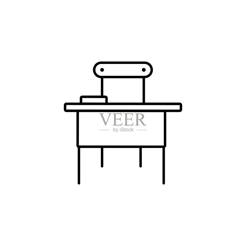 学校课桌:用于移动概念和Web应用程序的教育图标元素。细线学校课桌可用于Web和移动端图标素材