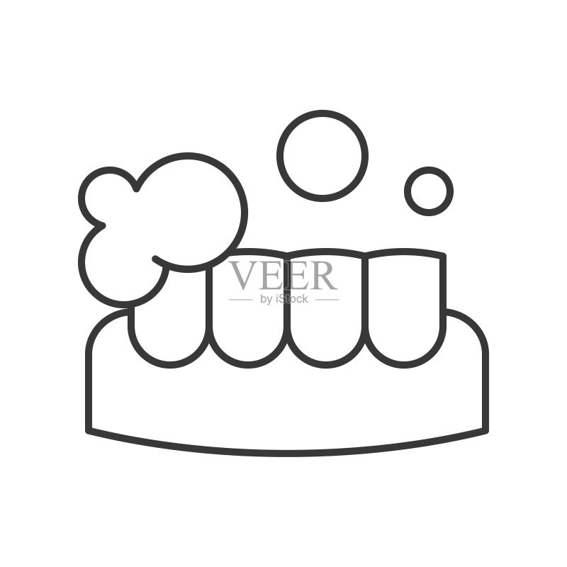 牙齿美白轮廓图标,牙科护理套装图标素材