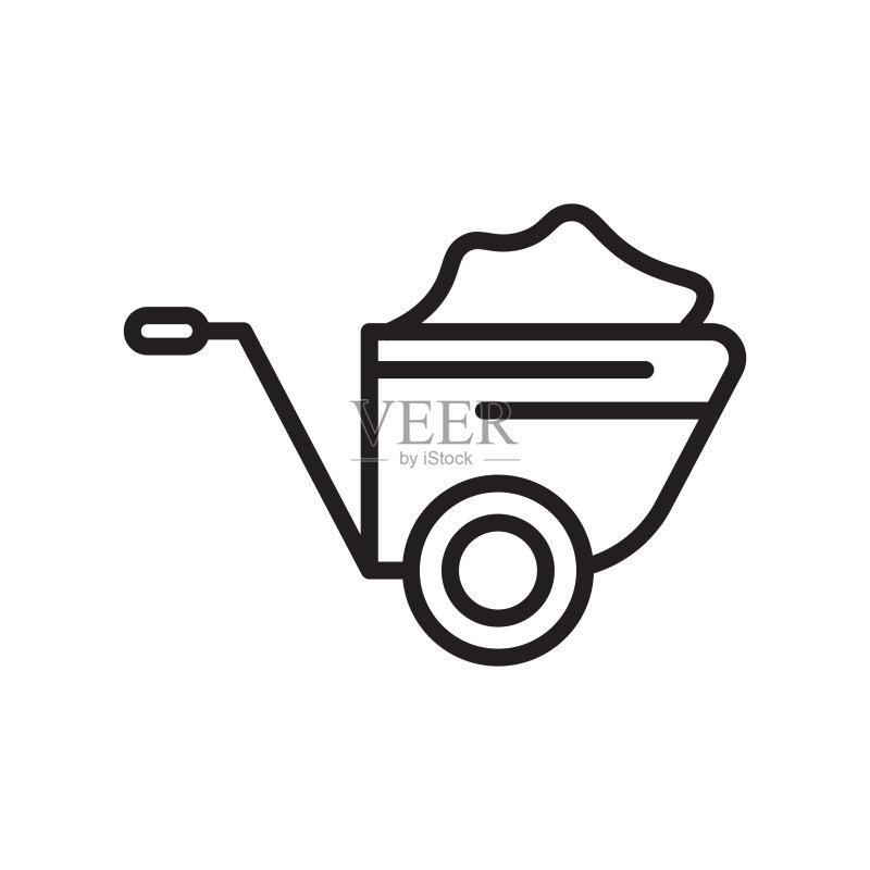 白色背景上手推车图标矢量标志和符号,手推车logo概念,轮廓符号,线性标志图标素材