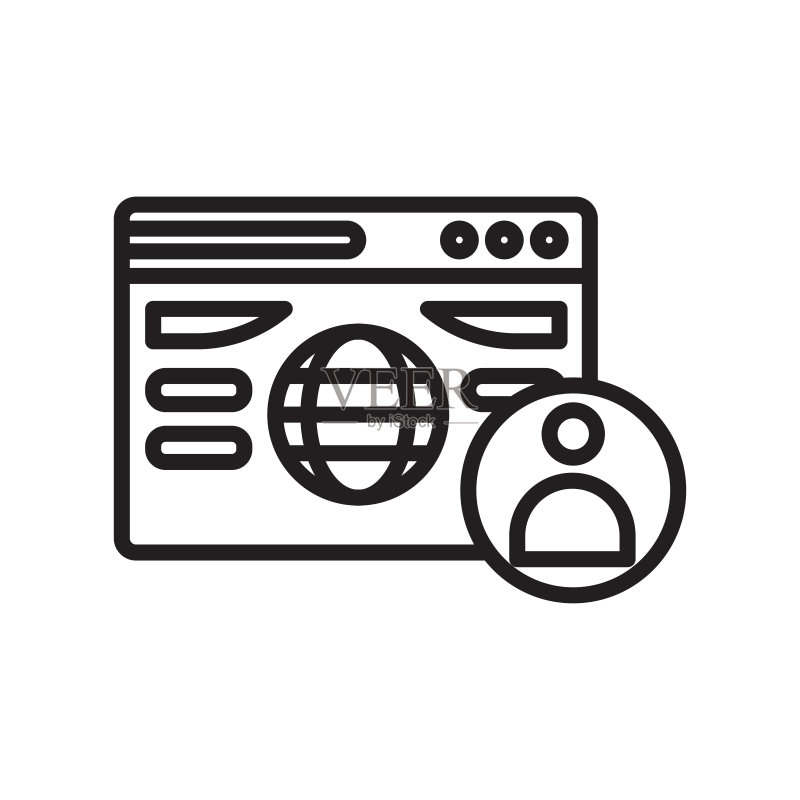 浏览器图标矢量符号,白色背景分离,浏览器logo概念图标素材