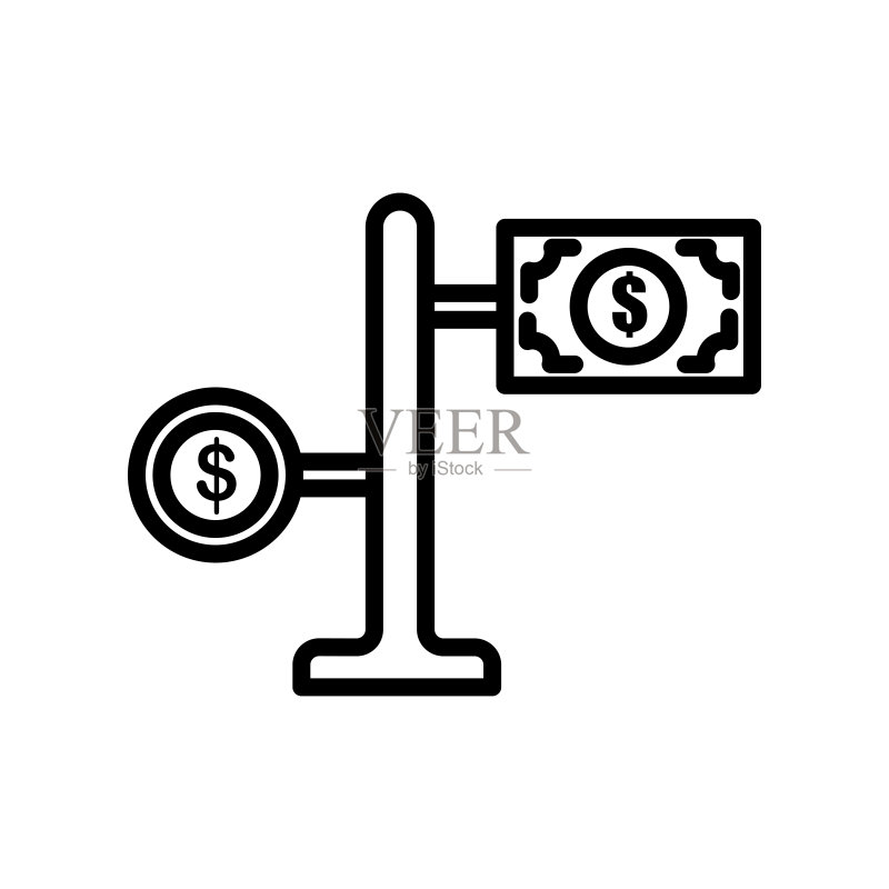 白色背景上的金钱矢量图标图标素材