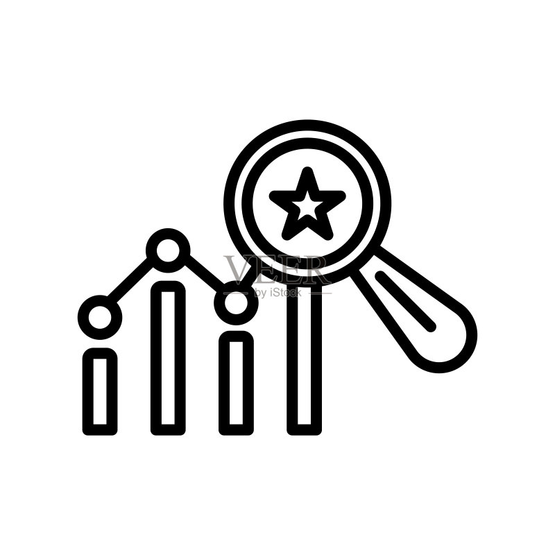 分析图标矢量符号,白色背景上隔离图标素材
