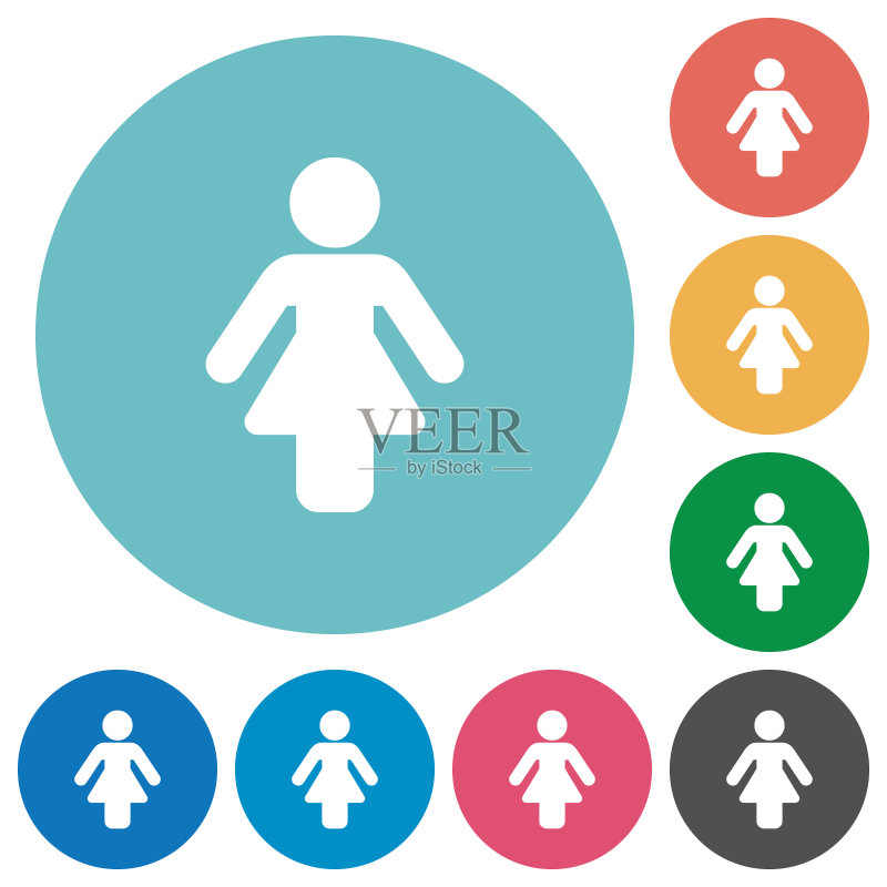 女性标志扁平圆形图标图标素材