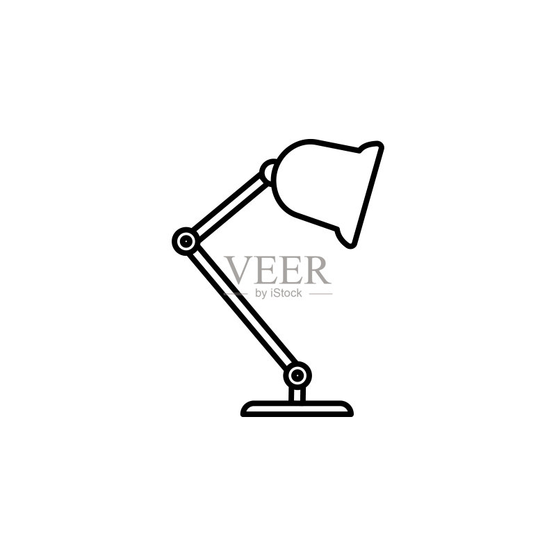 桌灯。用于移动概念和Web应用程序的教育图标元素。细线桌灯可用于Web和移动图标素材