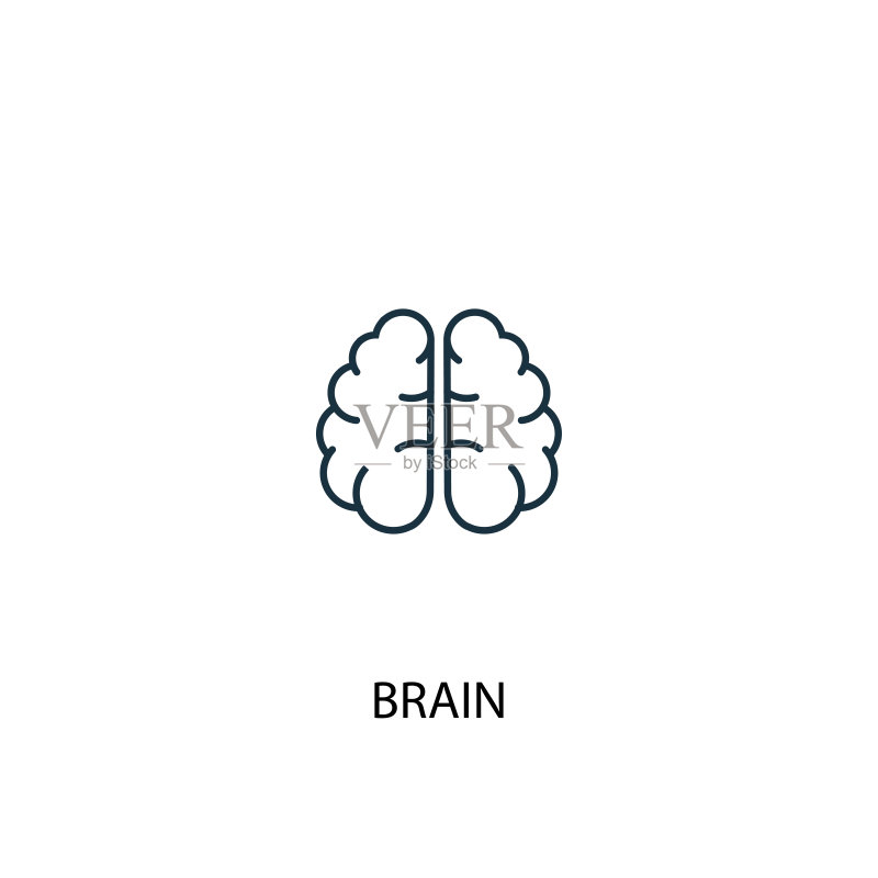 大脑概念线性图标:简约元素设计,适用于Web和移动UI/UX图标素材