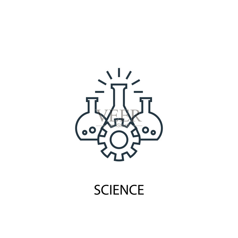 科学概念线性图标设计(适用于Web和移动UI/UX)图标素材