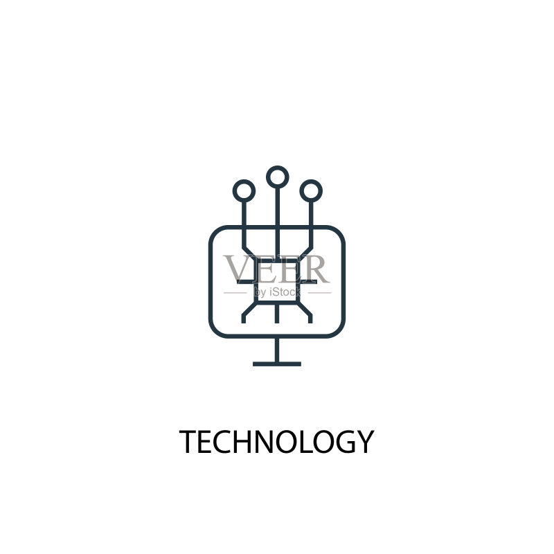 科技概念线性图标。网页和移动UI/UX可用图标素材