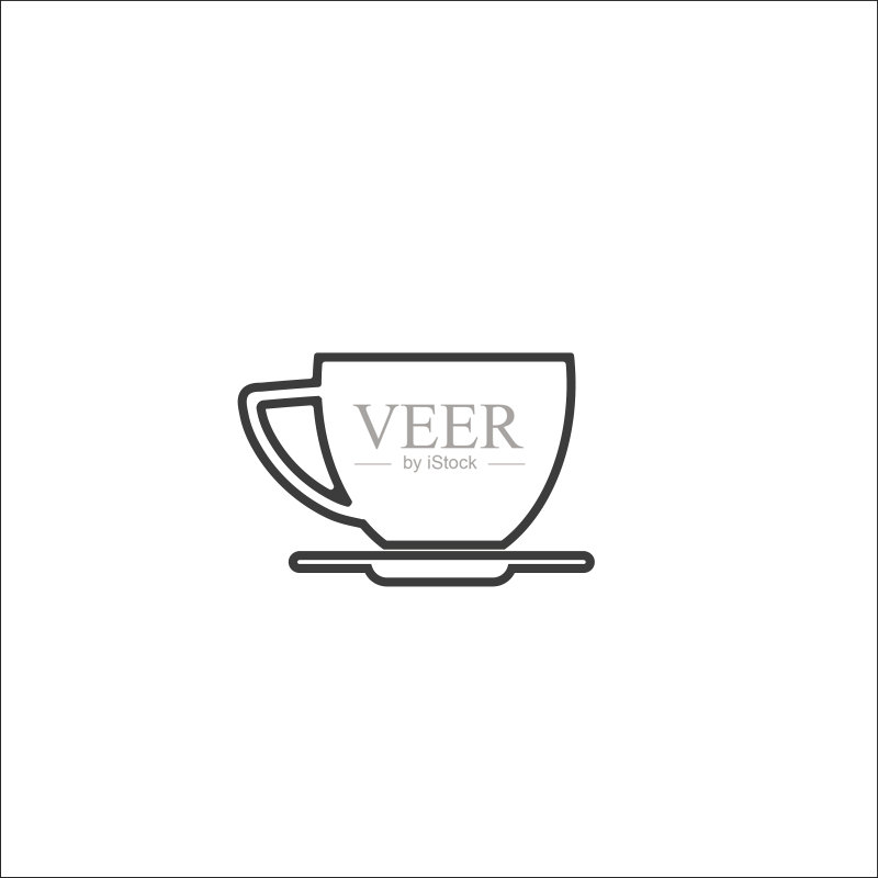 黑白热茶杯矢量图标图标素材
