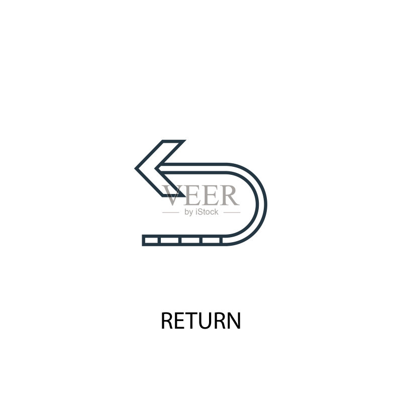 退回概念线图标。简单的元素图示。可用于Web和移动UI/UX的退回概念轮廓符号设计图标素材