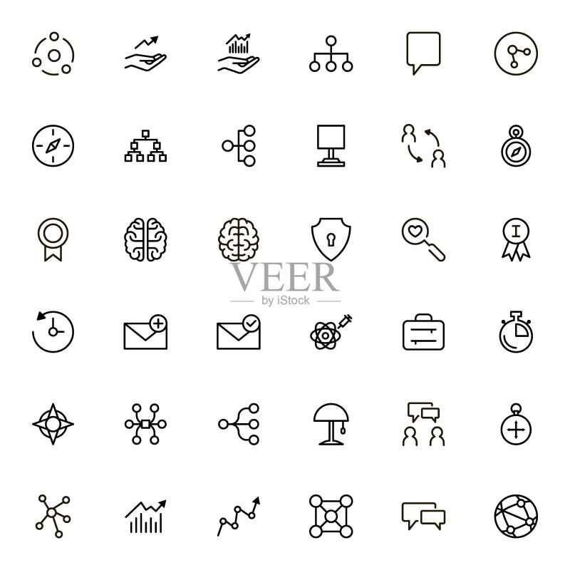 团队合作线性图标图标素材