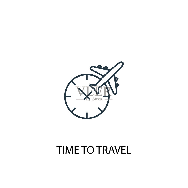 旅行时间概念线性图标UI/UX设计图标素材