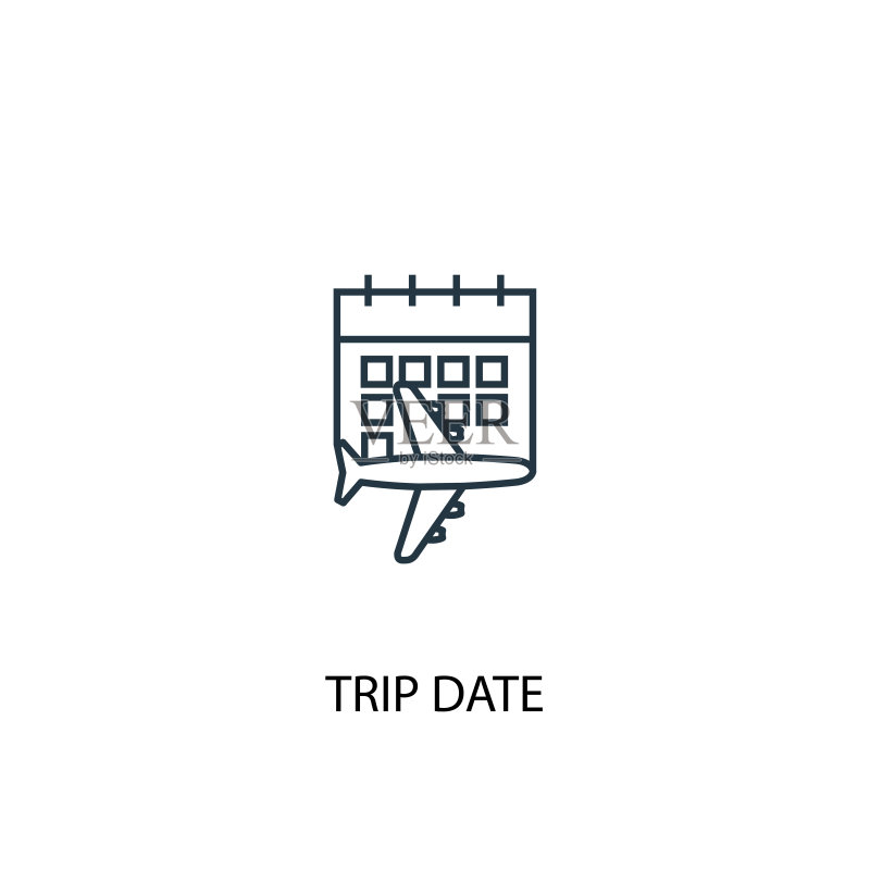 旅行日期概念线性图标。可用于Web和移动UI/UX的简单元素插图图标素材