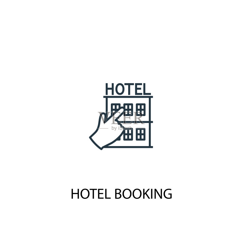 酒店预订概念线性图标图标素材
