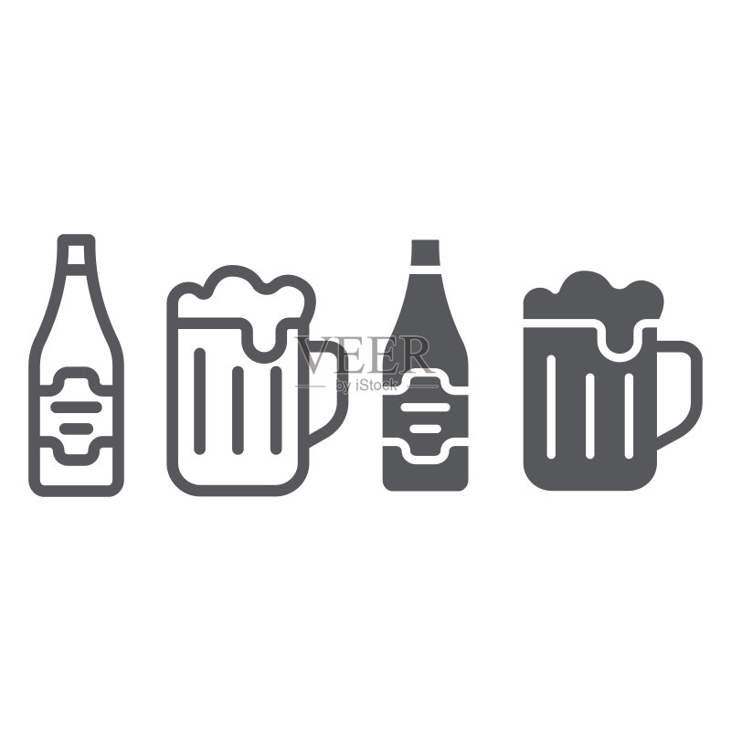 啤酒线条字形图标矢量图图标素材