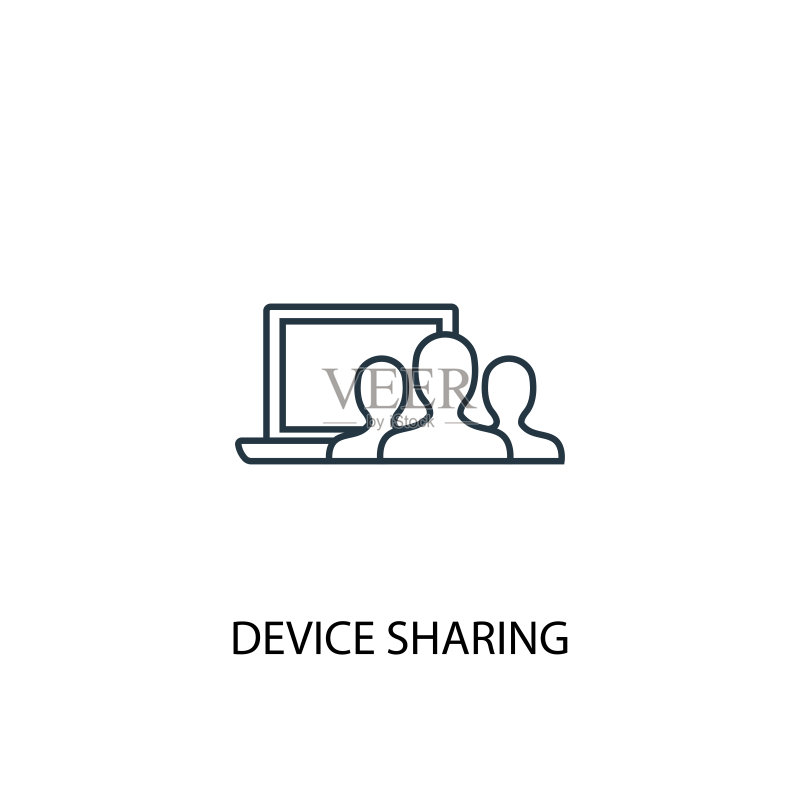 设备共享概念线性图标,可用于网页和移动UI/UX设计图标素材