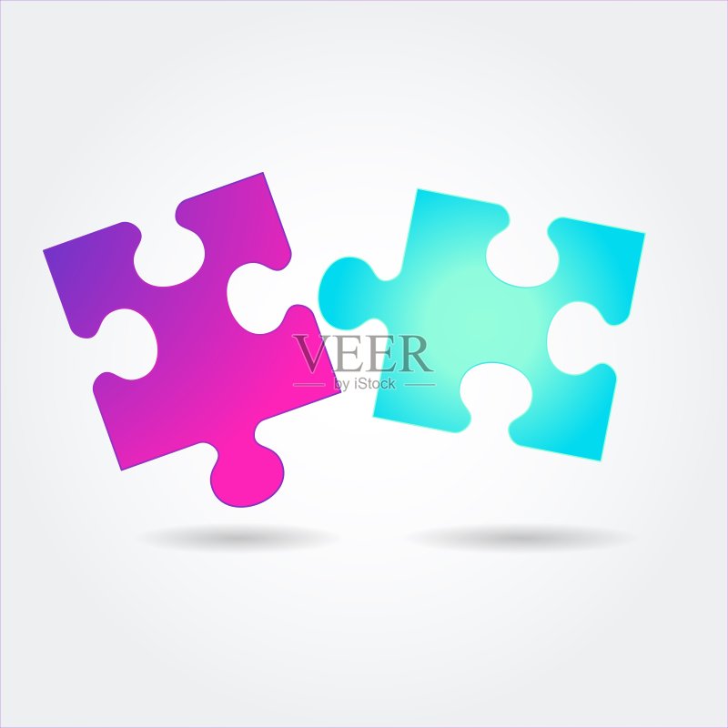 白色背景上的彩色渐变拼图图标图标素材