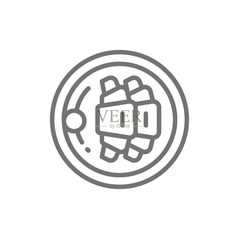 盘子里的牛角面包,法式早餐线性图标图标素材