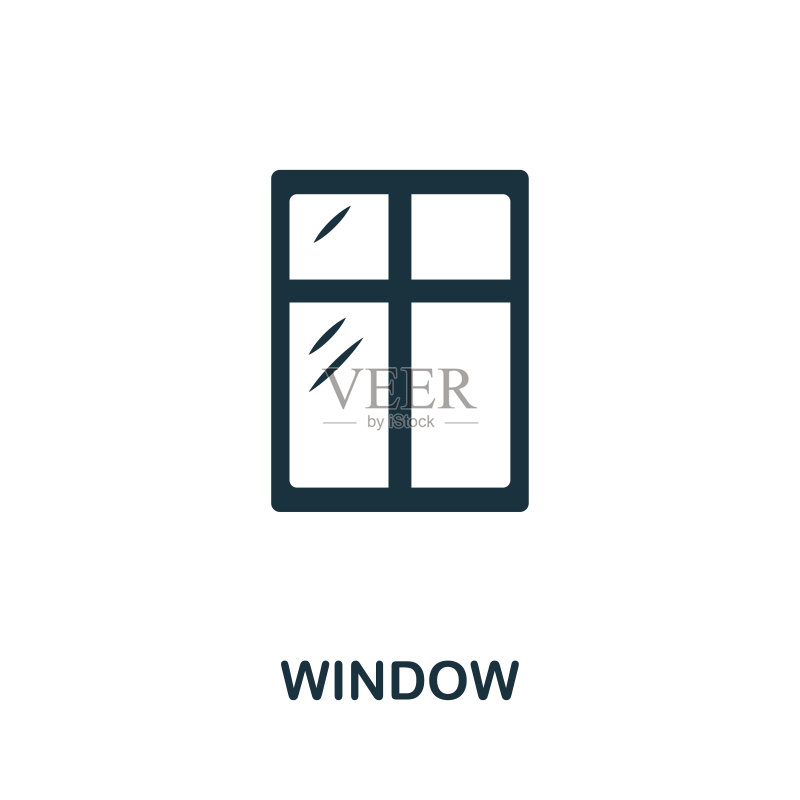 窗户图标符号:建筑工具创意标志,适用于电脑和移动设备的扁平窗户图标图标素材