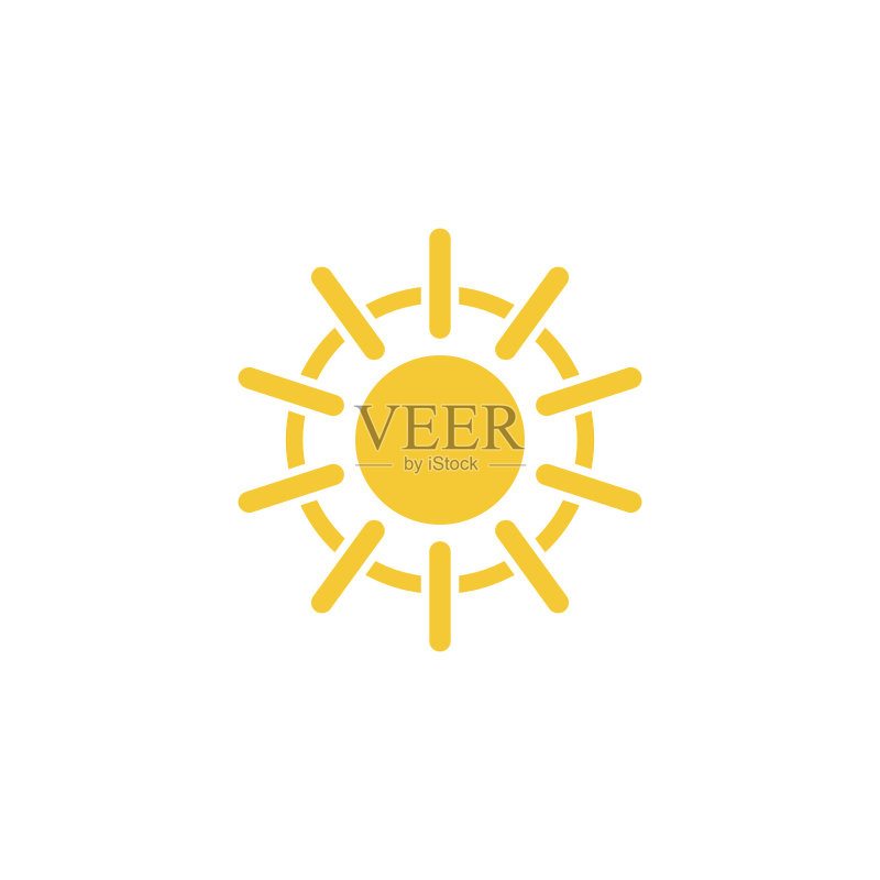太阳图标 - 矢量图。夏季概念简单元素插图。太阳图标 - 矢量图。夏季概念矢量插图。图标素材