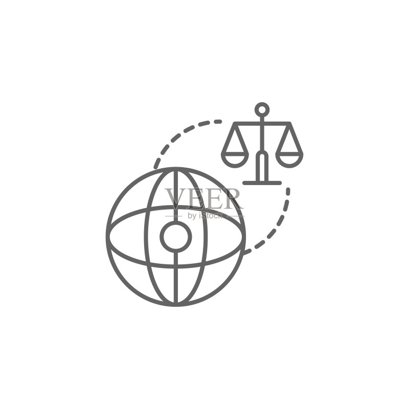 法律大纲图标。法律图示线性图标的元素。符号和向量可用于Web、徽标、移动应用程序、UI、UX图标素材