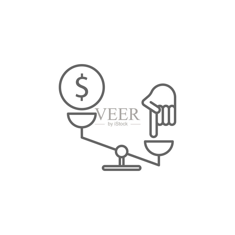 正义天平轮廓图标:法律元素图解,用于网页、标志、移动应用、UI、UX图标素材