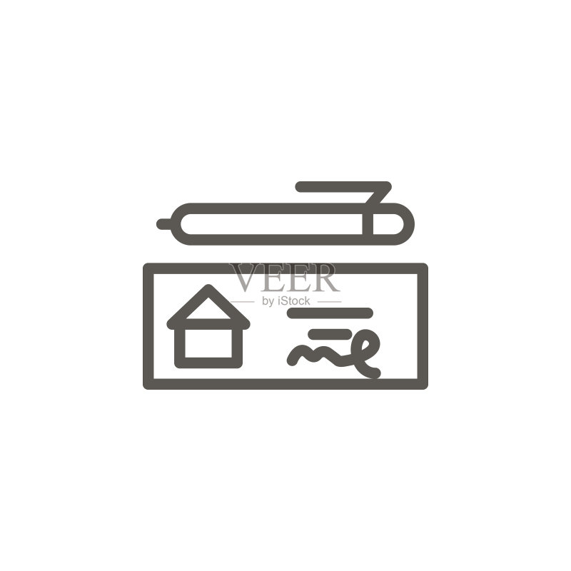检查、结账、笔、房屋矢量图标。来自UI概念的简单元素插图。房地产概念矢量插图。图标素材