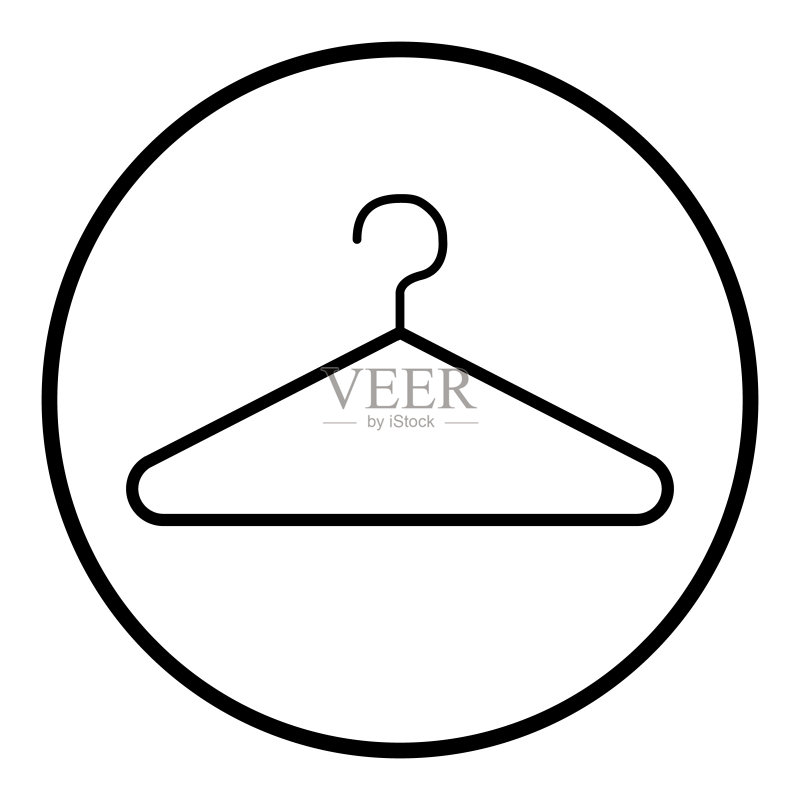 白色背景上的现代衣架图标矢量图,商店标志图标素材