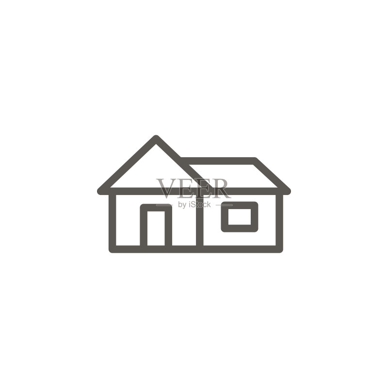 房屋矢量图标。UI概念中的简单元素图示。房屋矢量图标。房地产概念矢量图示。图标素材