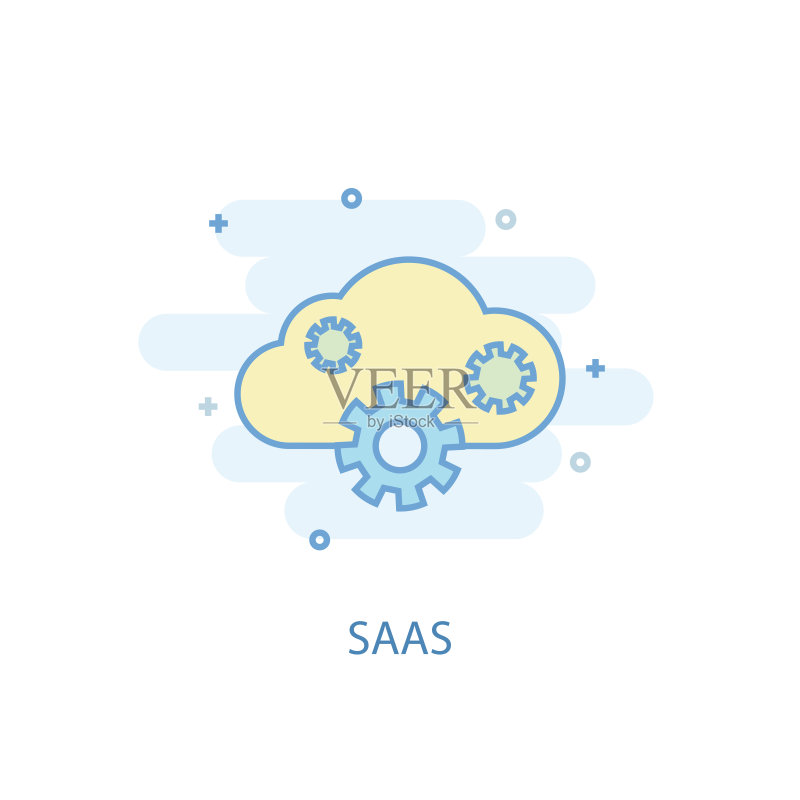 SaaS线条概念,扁平风格,UI/UX图标素材