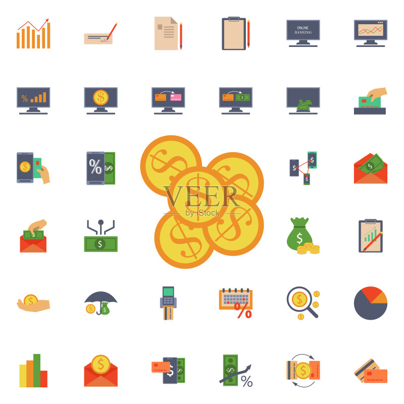 美分图标。用于网站和应用程序开发的通用银行业务图标图标素材