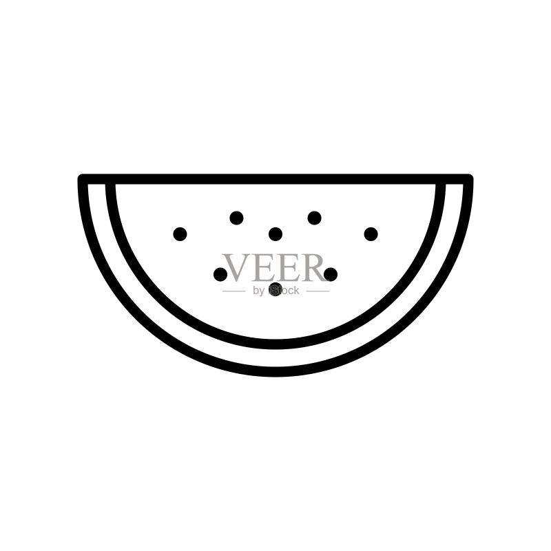 西瓜切片矢量图,夏季派对相关线条图标图标素材