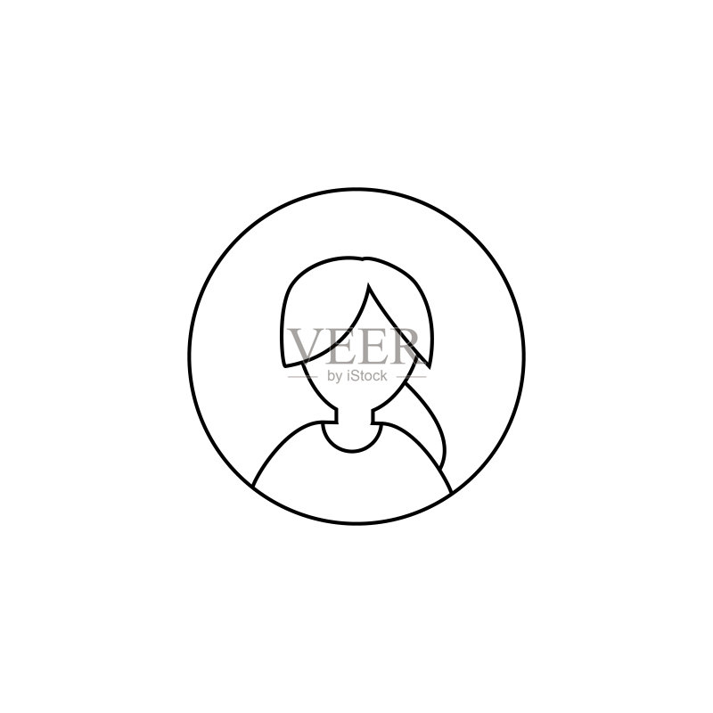 女性头像轮廓图标,女性符号,简约矢量图标素材