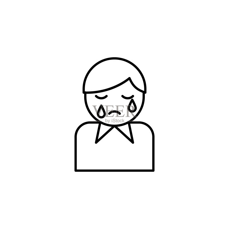 男人哭泣死亡轮廓图标,用于网页、Logo、移动应用、UI、UX图标素材